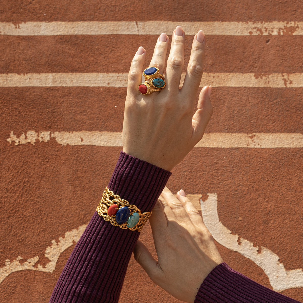 Lapis Coral Turquoise Mesh Bracelet