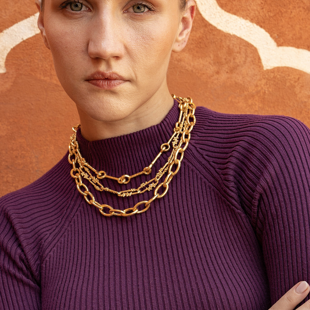 Beaded Double Link Chain Necklace