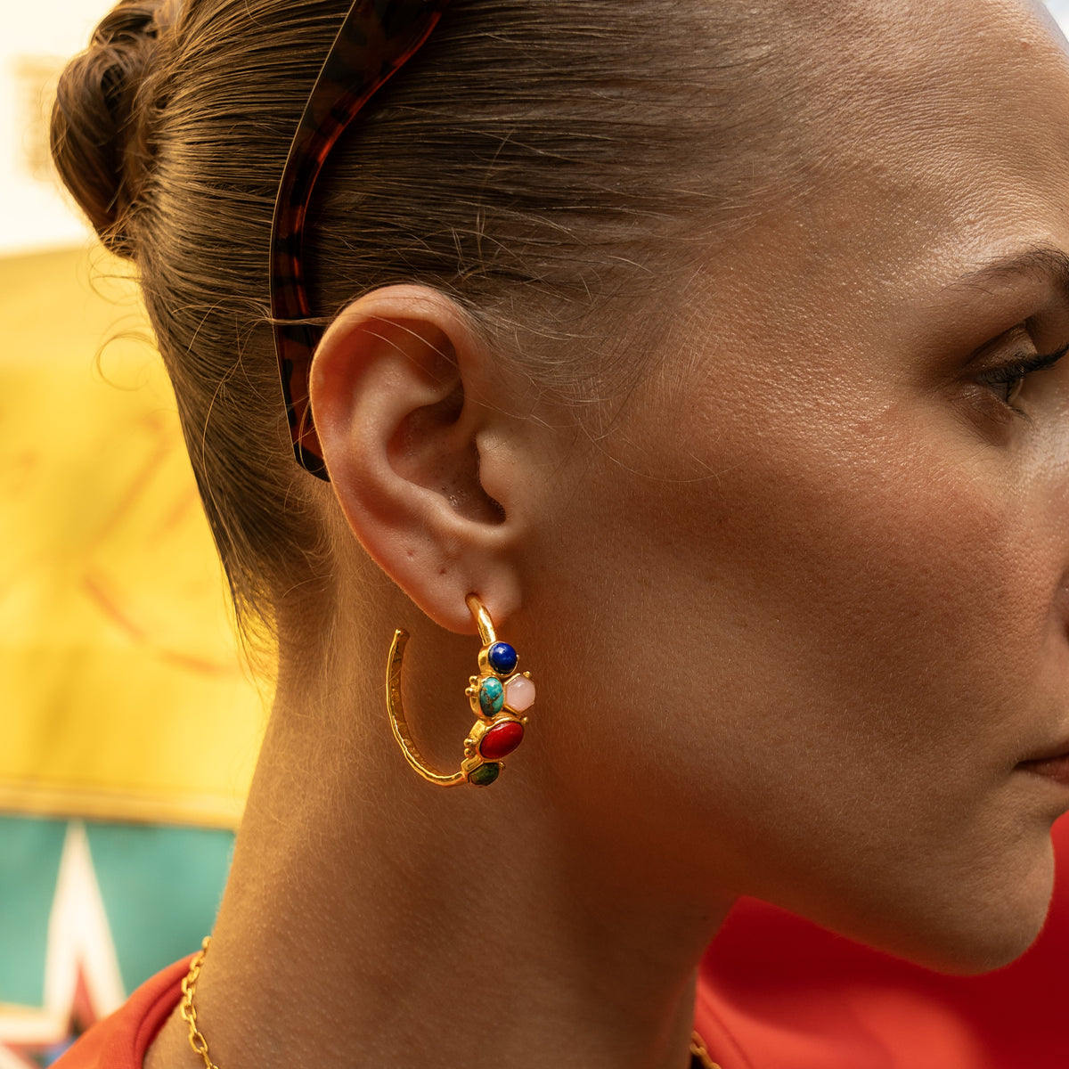 Multicolour Gemstone Hoop Earrings
