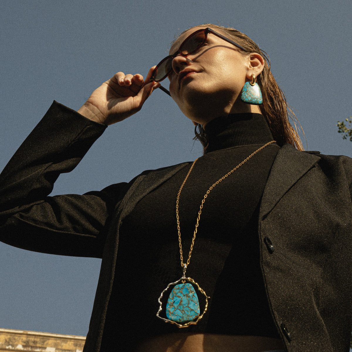 Turquoise Mosaic Statement Earrings