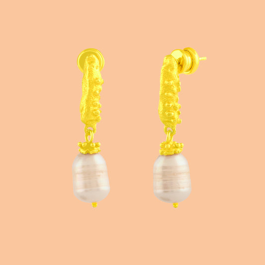 Pebbled Pearl Drop Earrings
