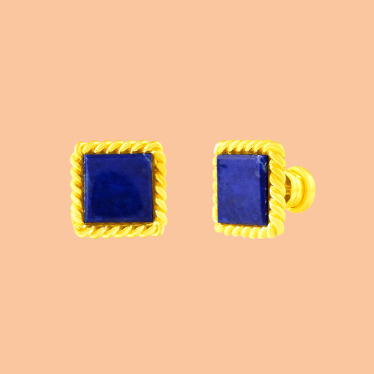 Midnight Lapis Corded Studs Small