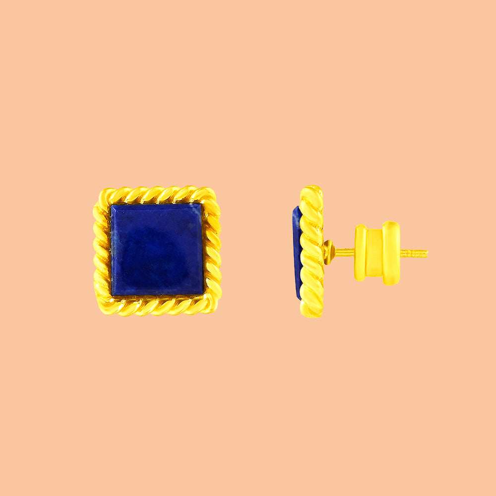 Midnight Lapis Corded Studs Small