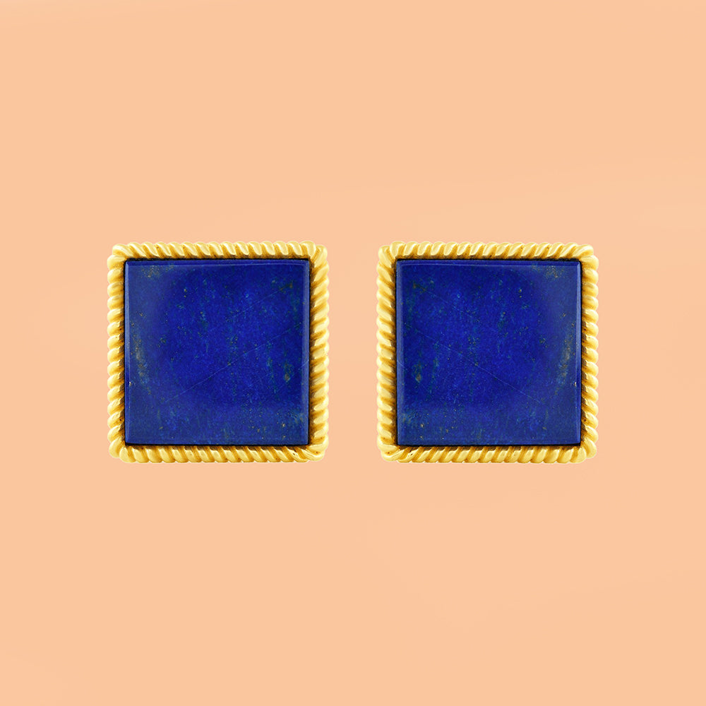 Midnight Lapis Corded Studs Large