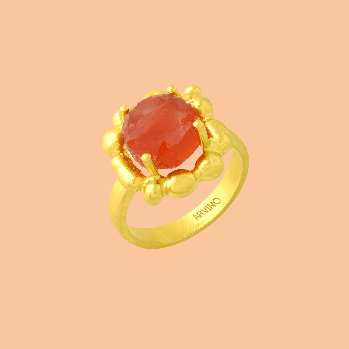 Carnelian Mineral Claw Ring