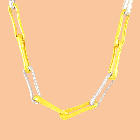 Linked Contrast Paperclip Necklace