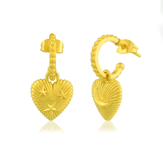 Crescent Heart Hoop Earrings In 92.5 Sterling Silver