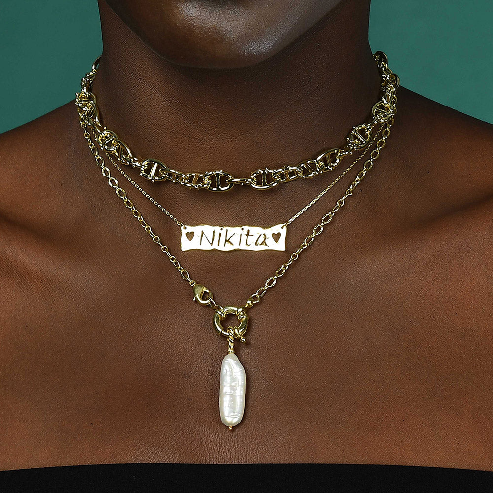 Model Stacking Gold plated Necklace By arvino. One of the best necklace collection in Gold plated jewellery