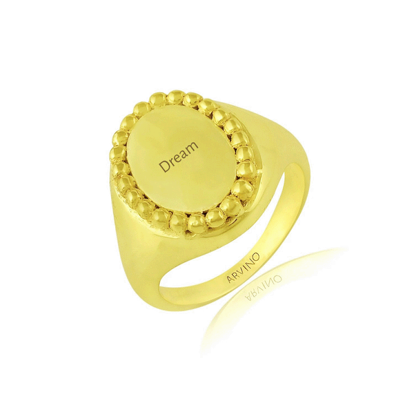 Personalised Ovate Ring (Water Resistance Premium Plating)