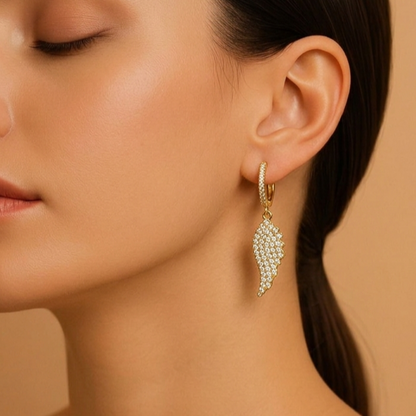 Angel Wings Huggies Earrings in 925 Sterling Silver