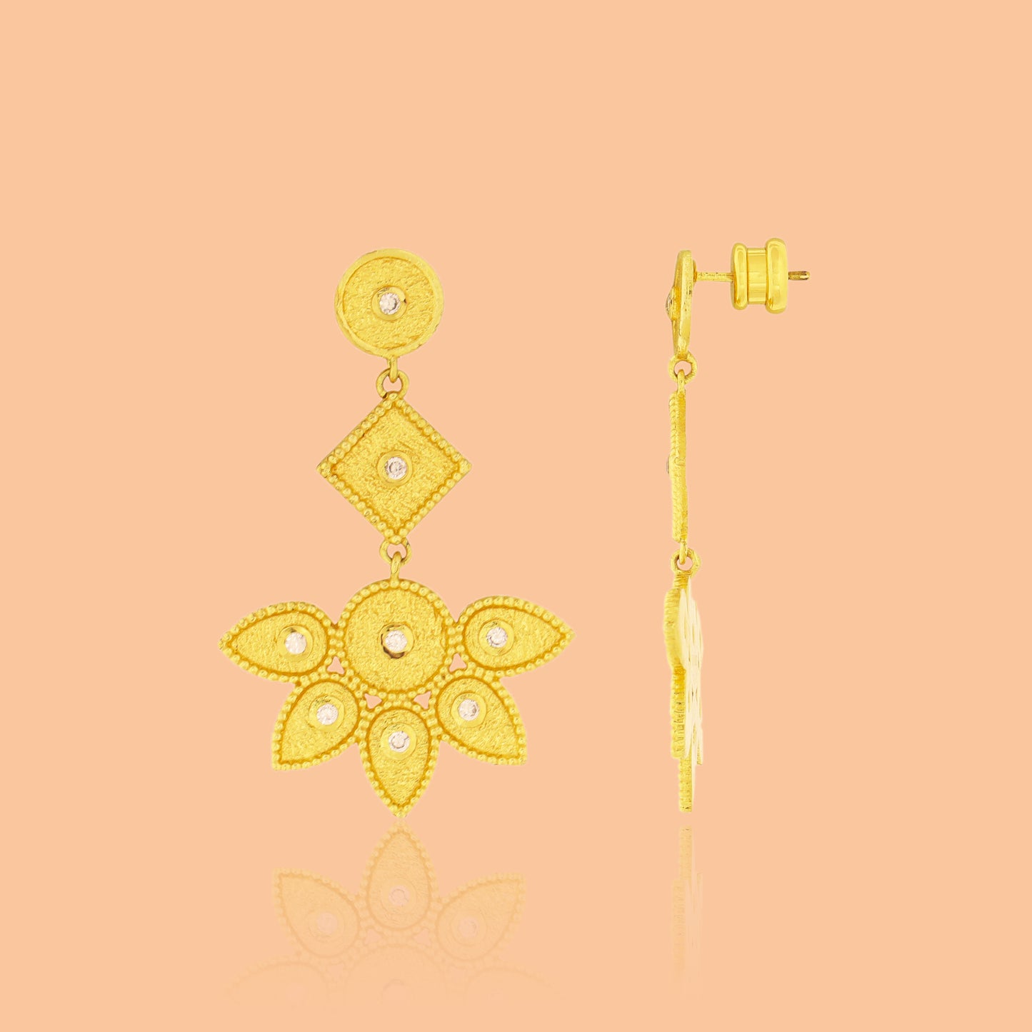 Gold Plated Sundown Chandelier Earring