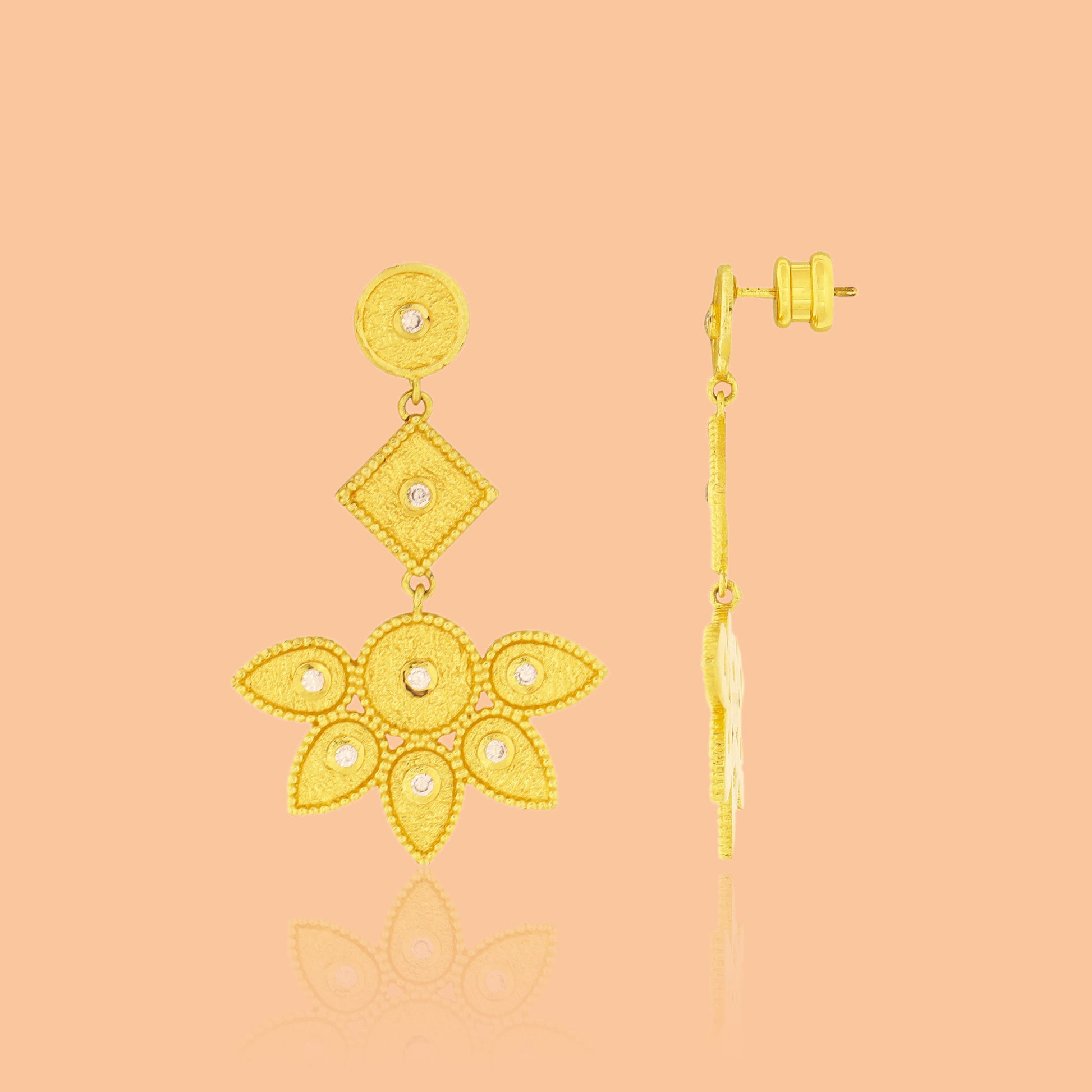 Gold Plated Sundown Chandelier Earring