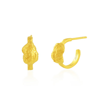 Gold plated Asteroid Hoop Earrings By arvino on a white background