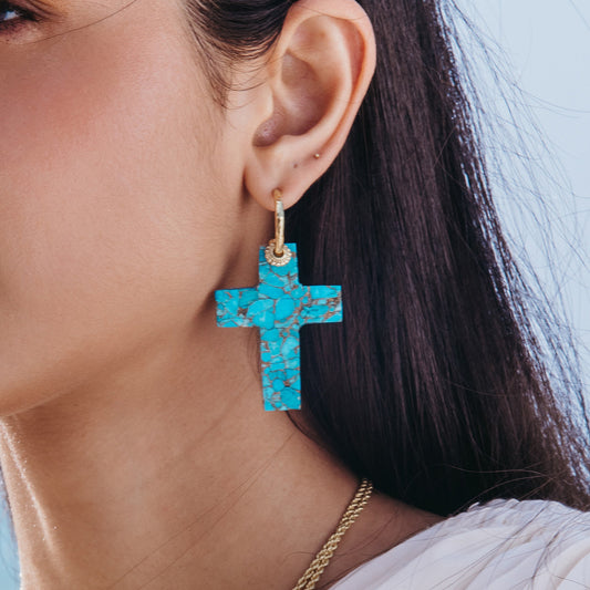 Turquoise Faith Cross Earrings