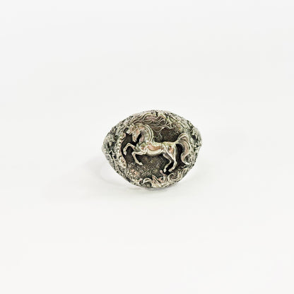 Running Horse Emblem Ring in 92.5 Sterling Silver