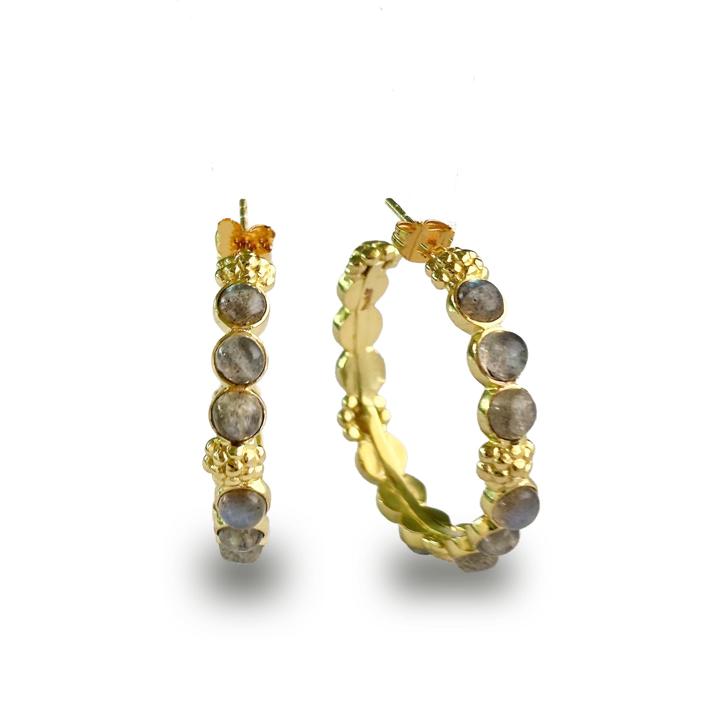 Labradorite Studded Hoops