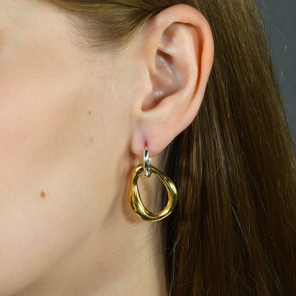 Close Model Image Modern Dual Tone Hoop Earrings by Arvino