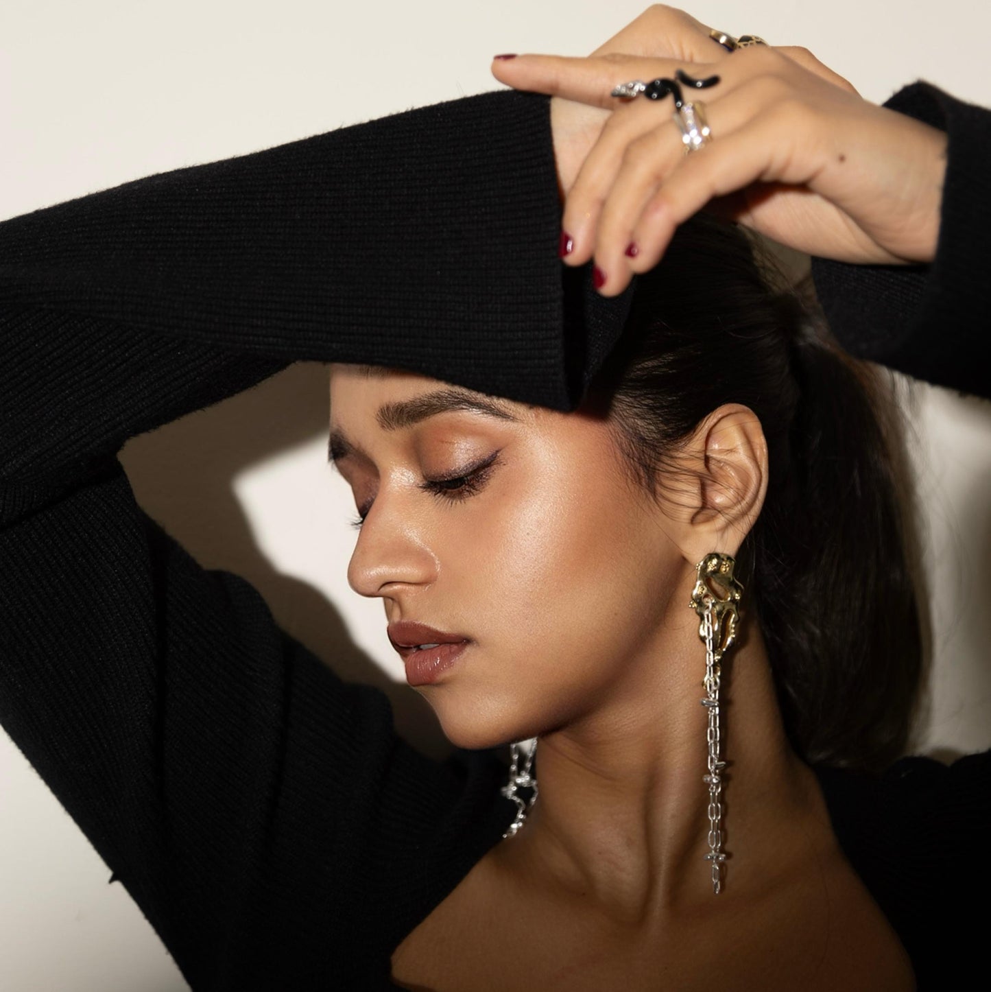 Molten Lava Satellite Two Tone Earrings