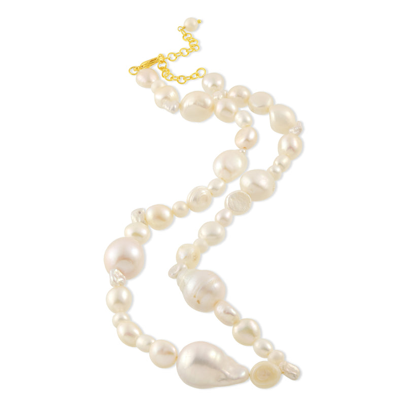 Uneven Pearl Necklace (Water Resistance Premium Plating)