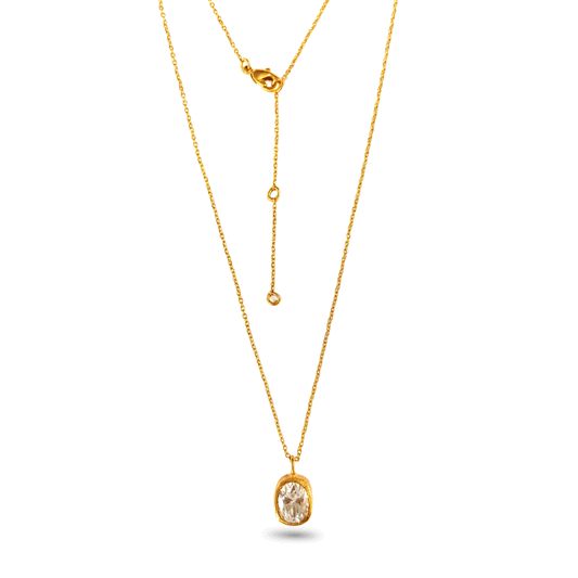 Gold Plated Crystal Drop 92.5 Sterling Silver Necklace