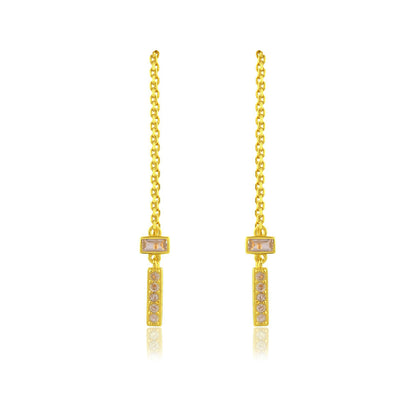 Gold Plated earrings with small Cubic Zircon on a white background