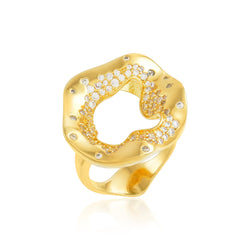 White Gems Studded Cocktail Ring (Water Resistance Premium Plating)