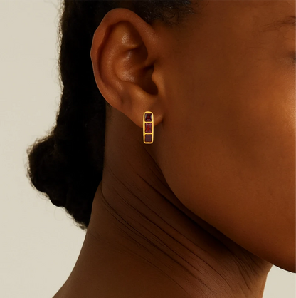 Modern Mosaic Earring Red