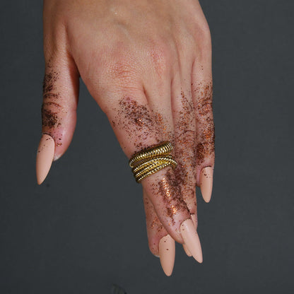 Creative model image of Sculpted Ridge Ring By arvino on a grey background