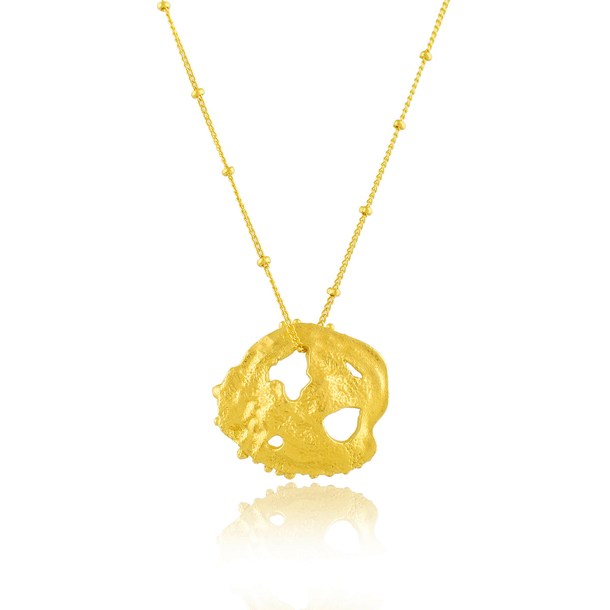 white background image of Gold palted Sedimented Fossil Necklace By arvino