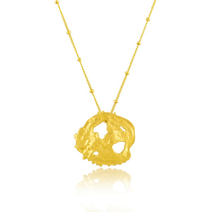 white background image of Gold palted Sedimented Fossil Necklace By arvino