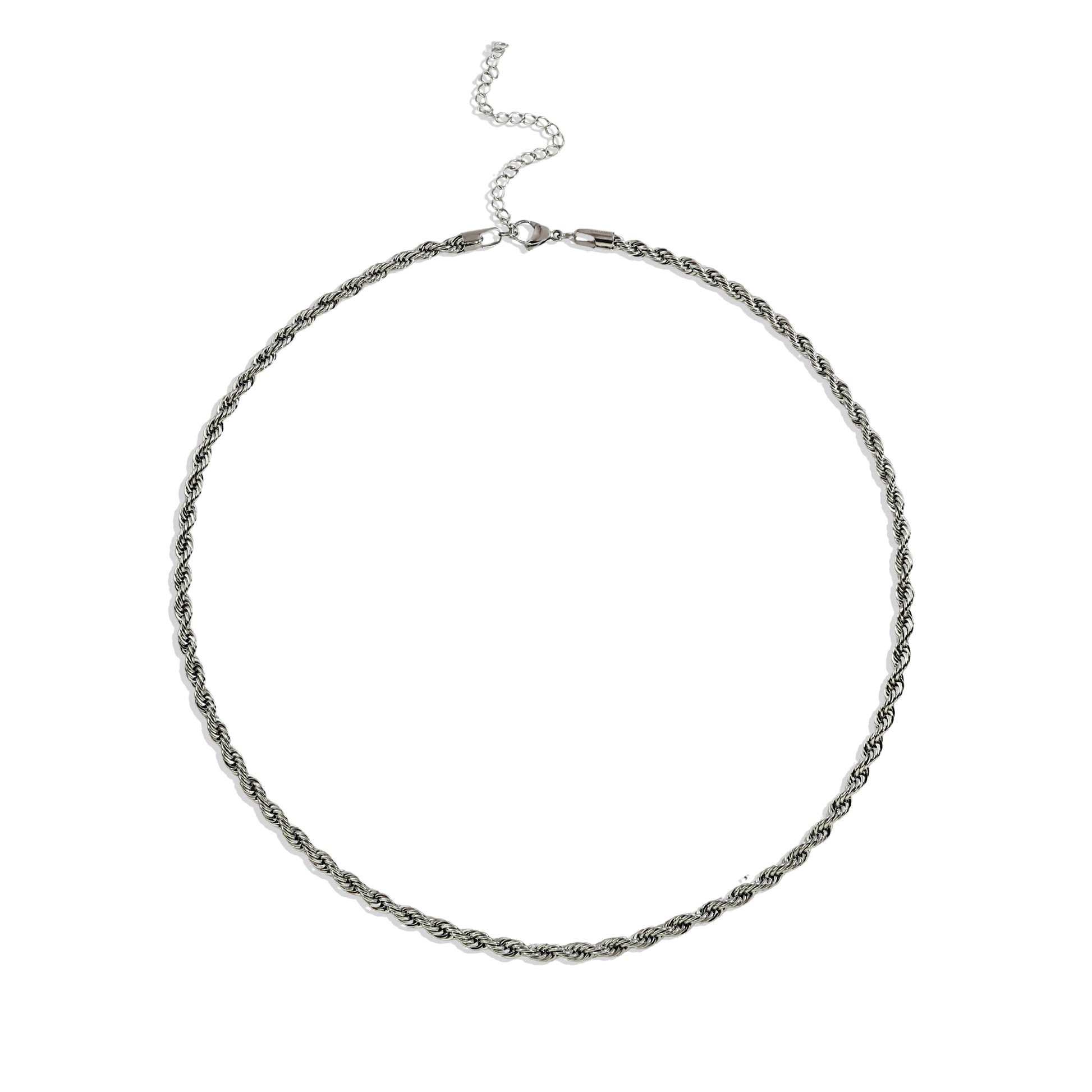 Silver plated Forged rope chain by arvino on a white background