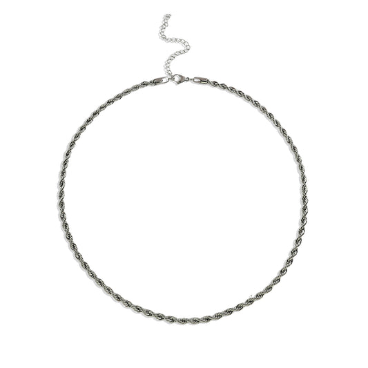 Silver plated Forged rope chain by arvino on a white background