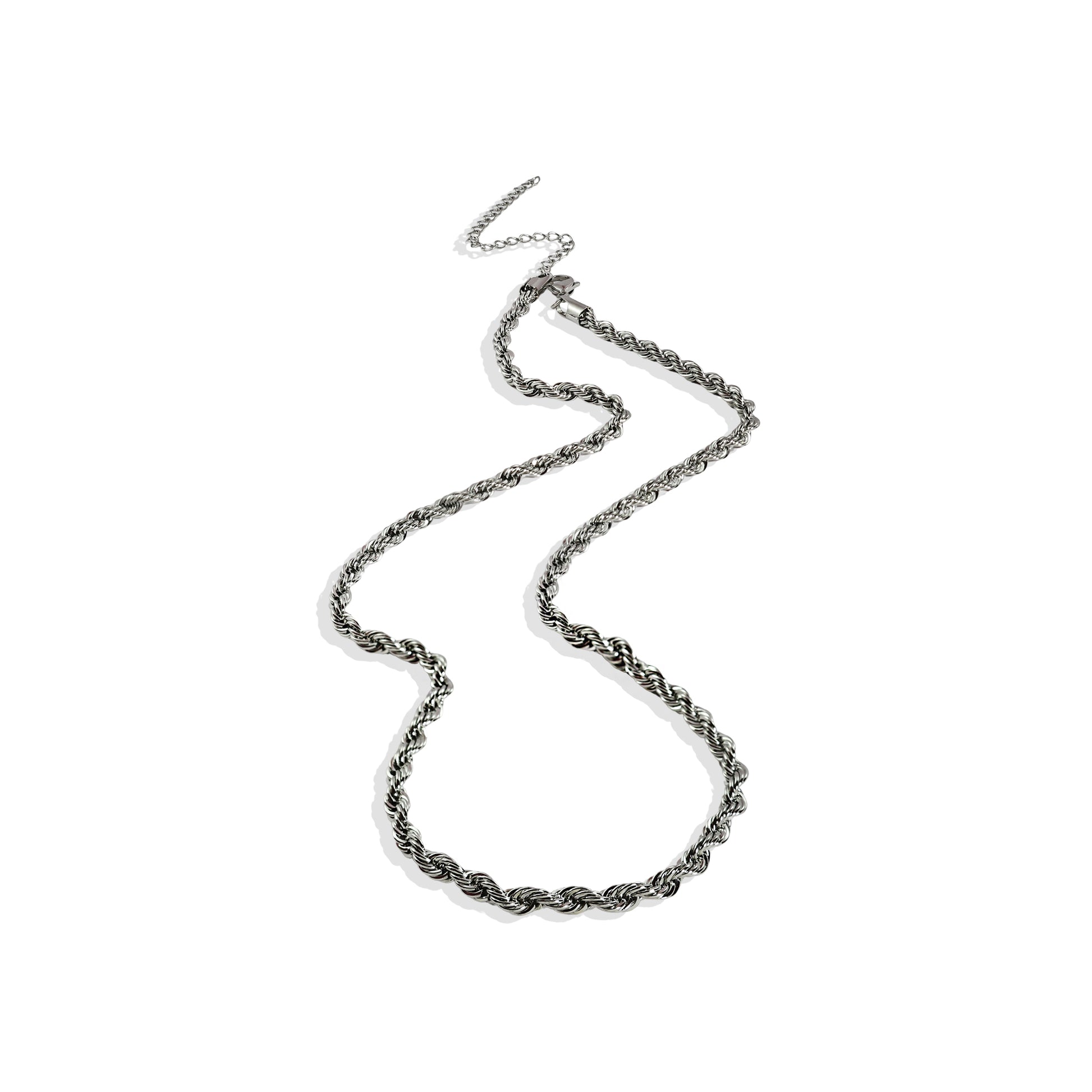 Silver plated Forged rope neckchain for mens by arvino on a white background shot