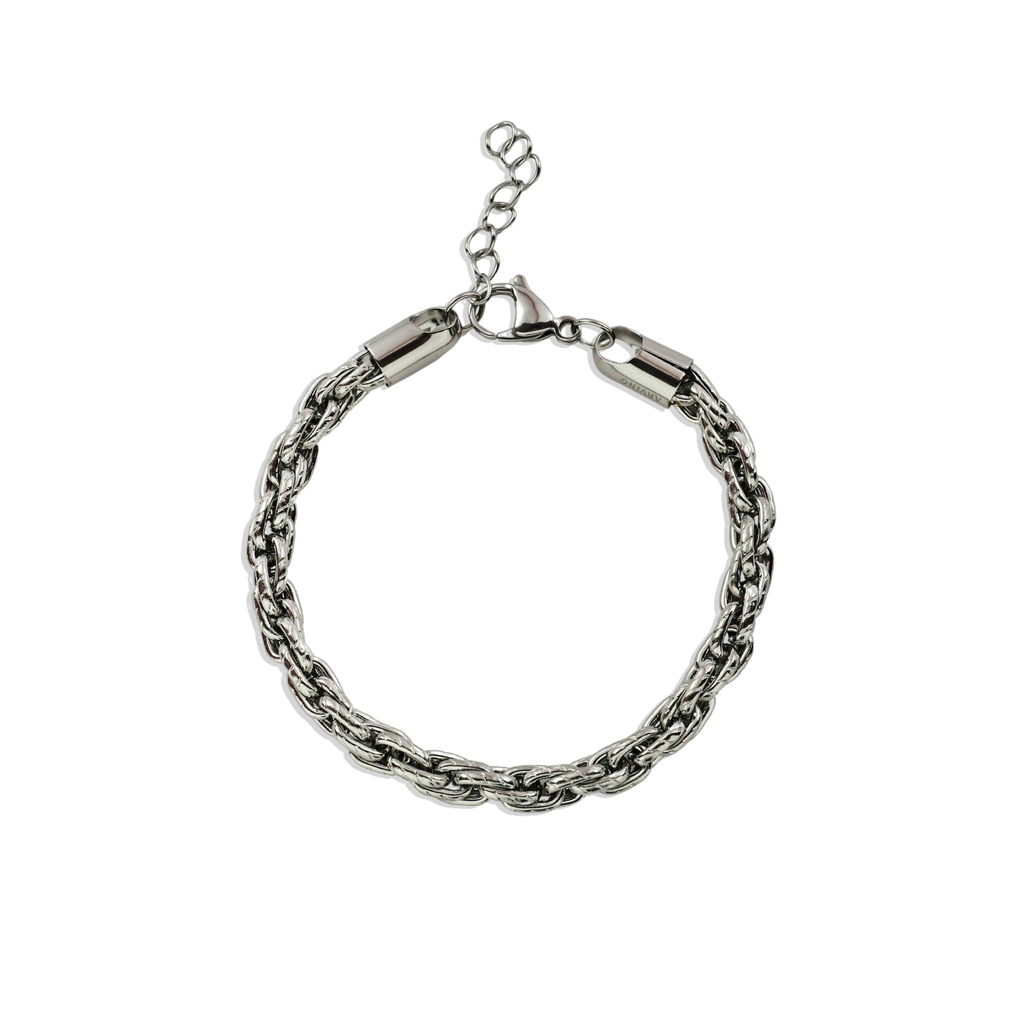 Silver plated Rope Design Bracelet by arvino on a white backgroud