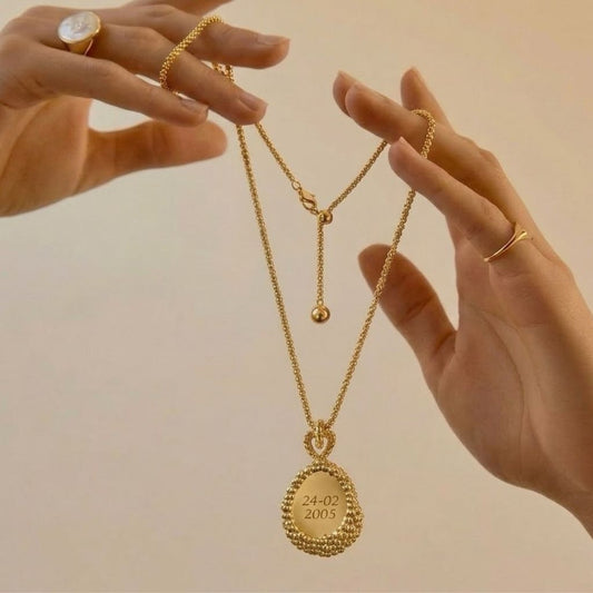 Golden Riverstone Engrave Necklace