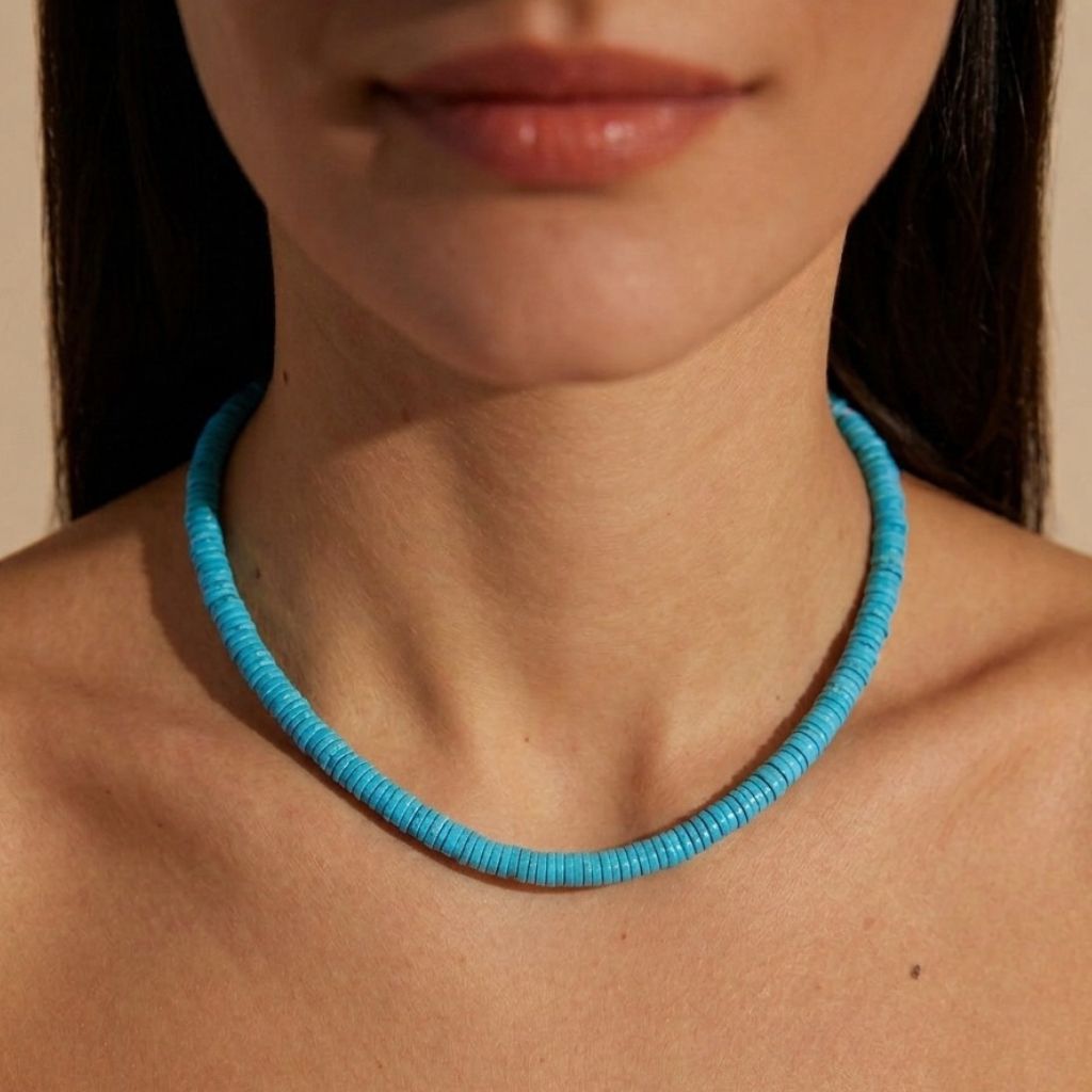 Turquoise Burst Men's Necklace in 92.5 Sterling Silver