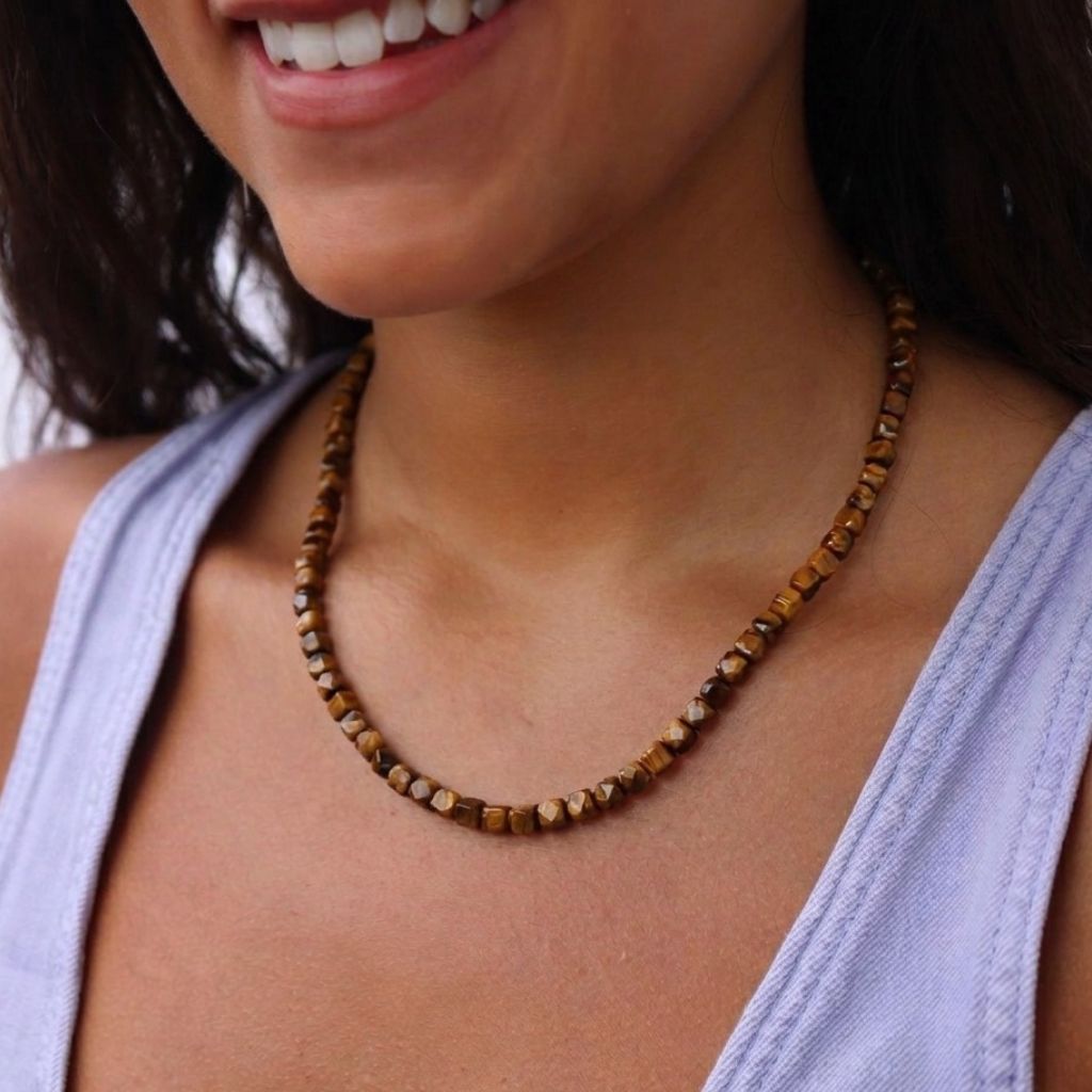 Earth Rhythm Tiger’s Eye Necklace (Unisex) - Sterling Silver