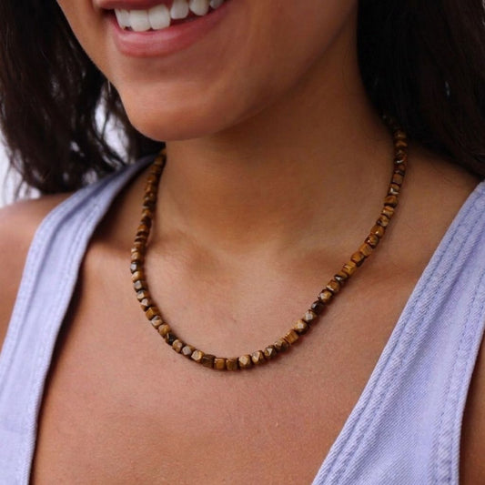 Earth Rhythm Tiger’s Eye Necklace (Unisex) - Sterling Silver