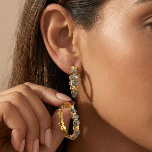 Labradorite Studded Hoops