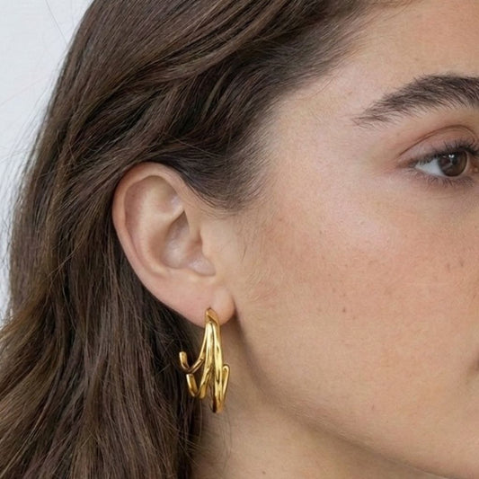 Molten Curve Hoops in 92.5 Sterling Silver