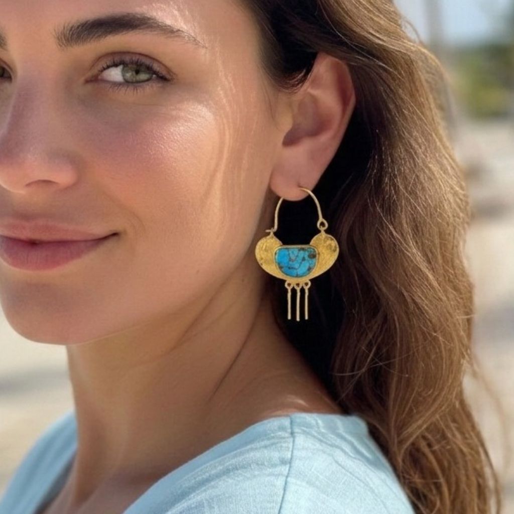 Turquoise Crescent Earrings