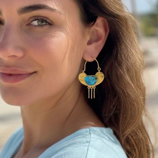 Turquoise Crescent Earrings