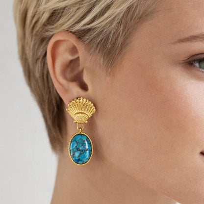Turquoise Shell Drop Earrings