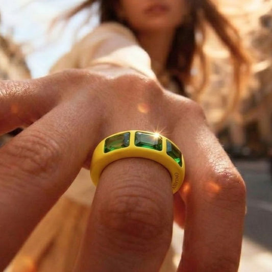 Modern Mosaic Ring Green