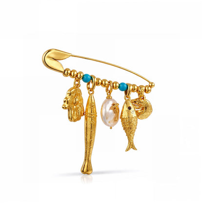 Ocean Relic Charm Pin Brooch