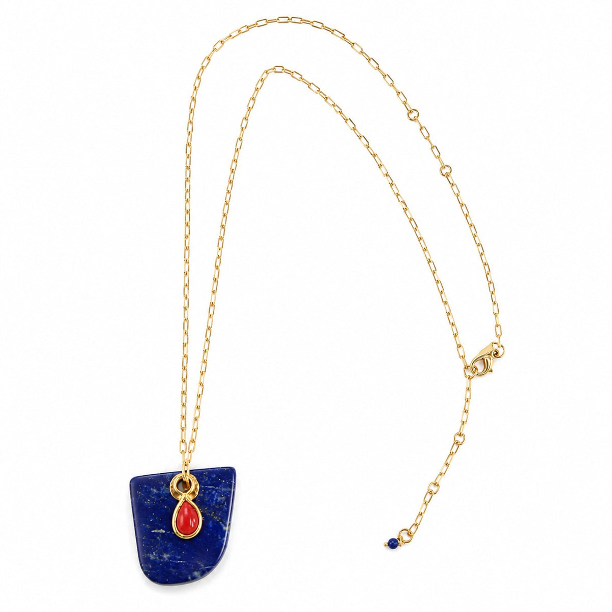 Indigo Coral Lapis Pendant Necklace