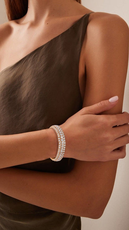 Rose Gold Double Row Crystal Tennis Bracelet