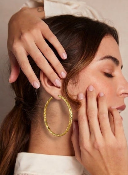 Ripple Round 92.5 Sterling Silver Hoops