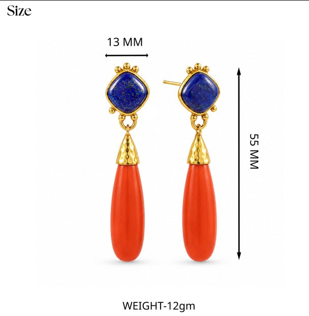 Lapis Coral Drop Earrings