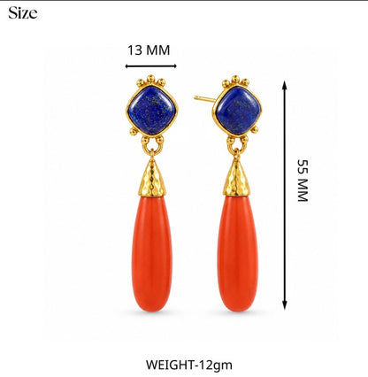 Lapis Coral Drop Earrings
